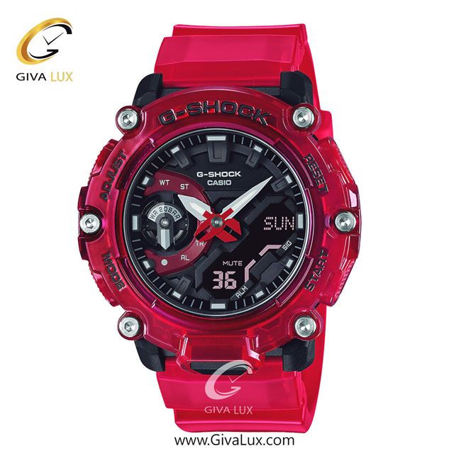 ساعت مچی اورجینال مردانه کاسیو Casio دو زمانه قرمز-مشکی | قرمز| مشکی| کد رفرنس جی شاک G-Shock GA-2200SKL-4A