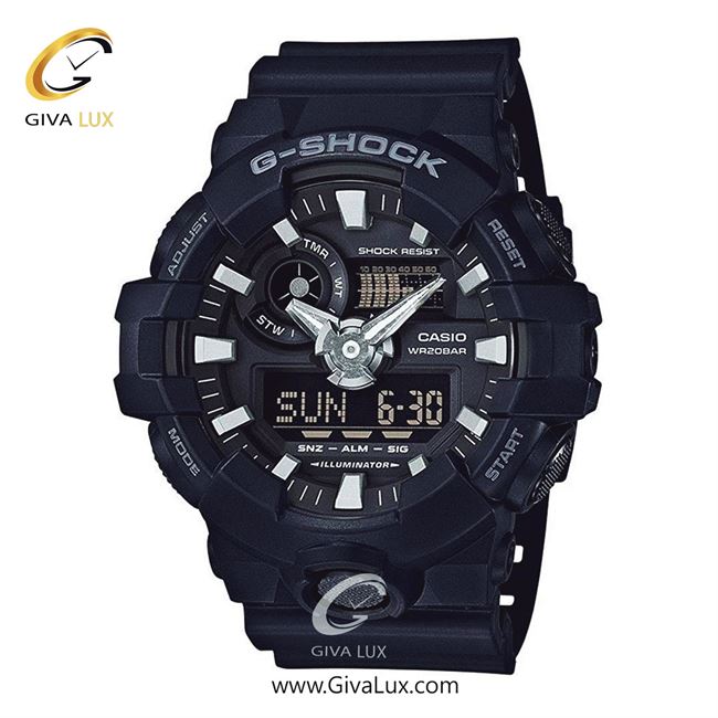 ساعت مچی اورجینال مردانه کاسیو Casio دو زمانه مشکی | مشکی| مشکی| کد رفرنس جی شاک G-Shock GA-700-1BDR