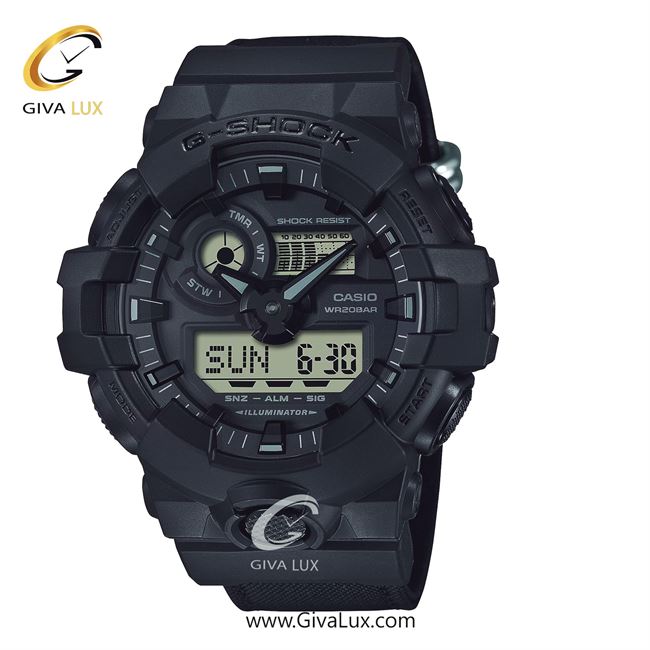 ساعت مچی اورجینال مردانه کاسیو Casio دو زمانه مشکی | مشکی| مشکی| کد رفرنس جی شاک G-Shock GA-700BCE-1ADR