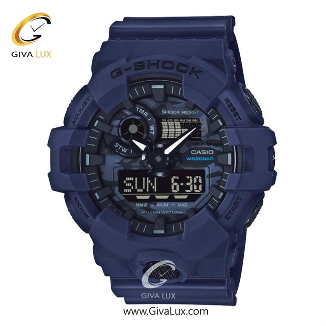 ساعت مچی اورجینال مردانه کاسیو Casio دو زمانه سرمه ای | سرمه ای| سرمه ای| کد رفرنس جی شاک G-Shock GA-700CA-2A