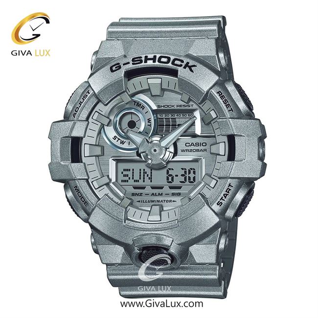 ساعت مچی اورجینال مردانه کاسیو Casio دو زمانه نقره ای | نقره ای| نقره ای| کد رفرنس جی شاک G-Shock GA-700FF-8A