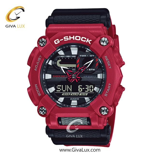 ساعت مچی اورجینال مردانه کاسیو Casio دو زمانه قرمز | مشکی| مشکی| کد رفرنس جی شاک GA-900-4ADR