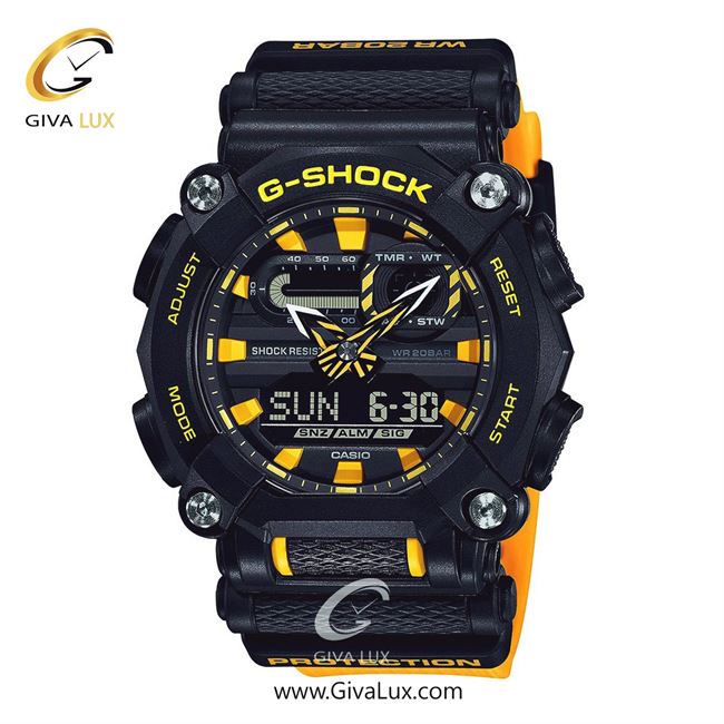 ساعت مچی اورجینال مردانه کاسیو Casio دو زمانه مشکی | مشکی-زرد| مشکی| کد رفرنس جی شاک G-Shock GA-900A-1A9DR
