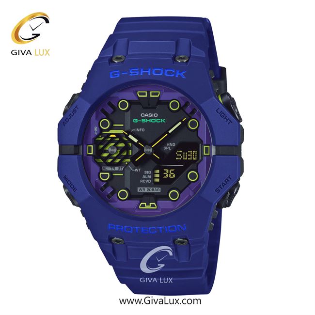 ساعت مچی اورجینال مردانه کاسیو Casio دو زمانه آبی کاربنی | آبی کاربنی| مشکی| کد رفرنس جی شاک G-Shock GA-B001CBR-2ADR