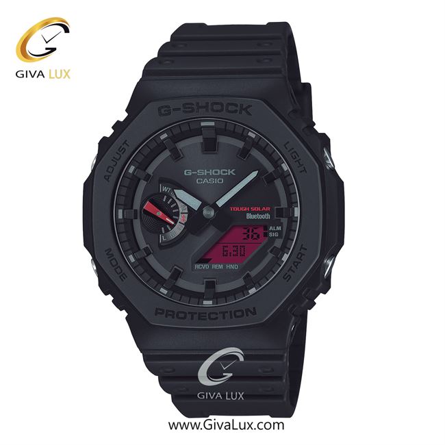 ساعت مچی اورجینال مردانه کاسیو Casio دو زمانه مشکی | مشکی| مشکی| کد رفرنس جی شاک G-Shock GA-B2100BBR-1A