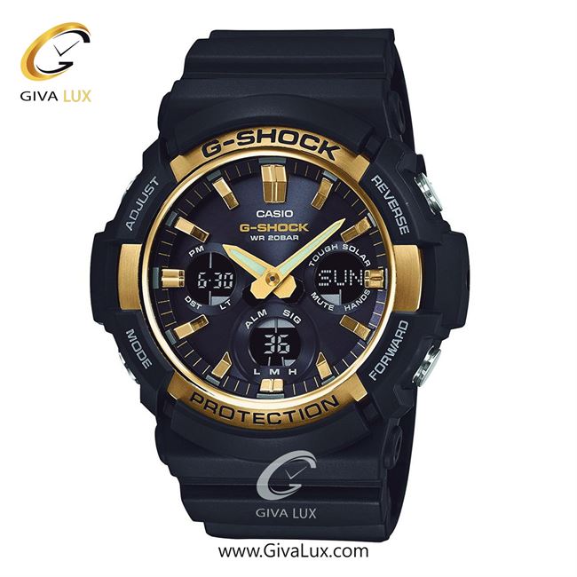 ساعت مچی اورجینال مردانه کاسیو Casio دو زمانه مشکی-طلایی | مشکی| مشکی| کد رفرنس جی شاک G-Shock GAS-100G-1ADR