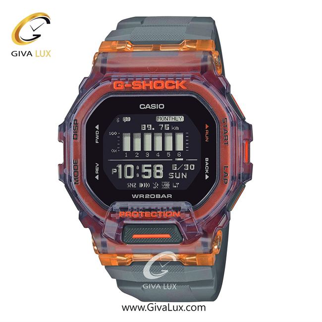 ساعت مچی اورجینال مردانه کاسیو Casio شفاف-نارنجی-صورتی | طوسی| مشکی| کد رفرنس جی شاک G-Shock GBD-200SM-1A5DR