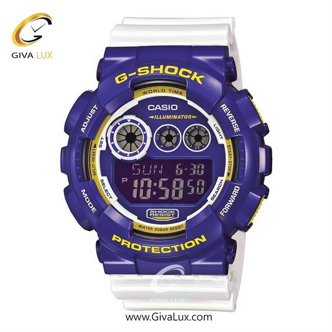 ساعت مچی اورجینال مردانه کاسیو Casio بنفش | سفید| بنفش| کد رفرنس جی شاک G-Shock GD-120CS-6DR