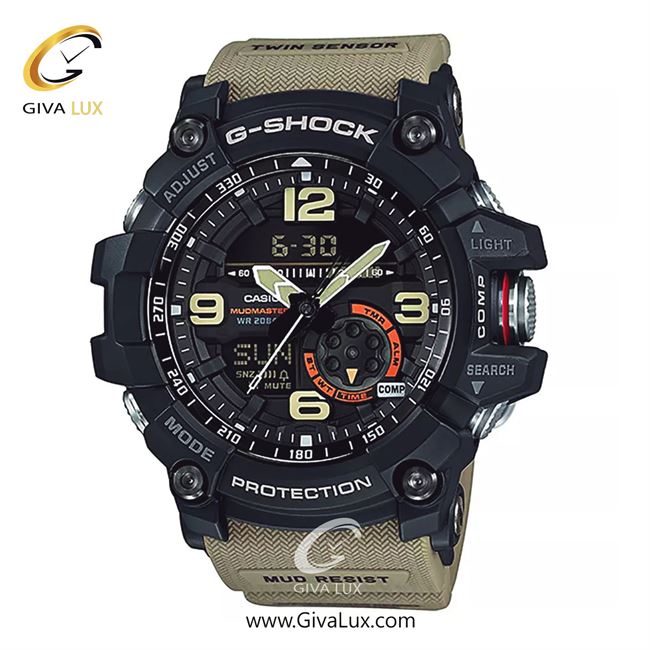 ساعت مچی اورجینال مردانه کاسیو Casio دو زمانه مشکی | خاکی| مشکی| کد رفرنس جی شاک G-Shock GG-1000-1A5