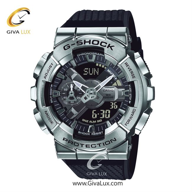 ساعت مچی اورجینال مردانه کاسیو Casio دو زمانه نقره ای | مشکی| مشکی-طوسی| کد رفرنس جی شاک G-Shock GM-110-1A