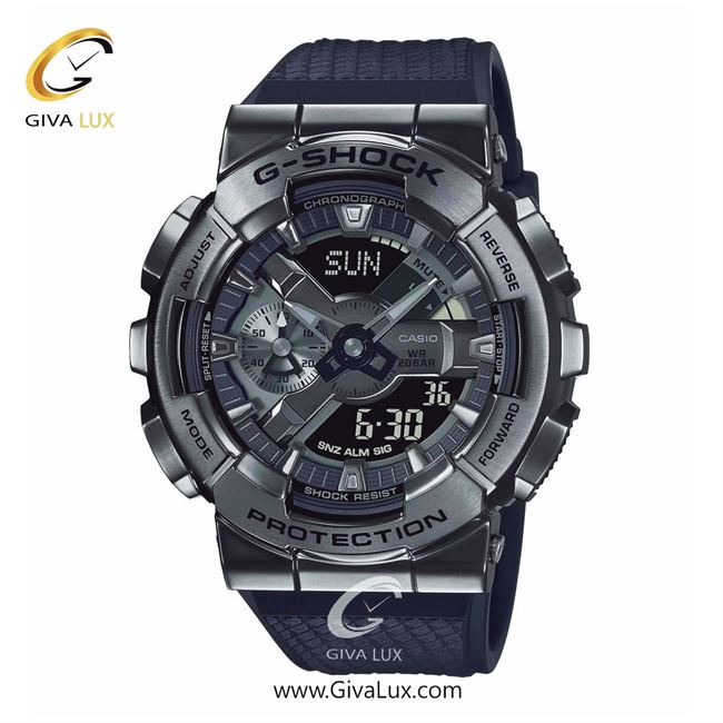 ساعت مچی اورجینال مردانه کاسیو Casio دو زمانه تیتانیوم | مشکی| مشکی-طوسی| کد رفرنس جی شاک G-Shock GM-110BB-1ADR