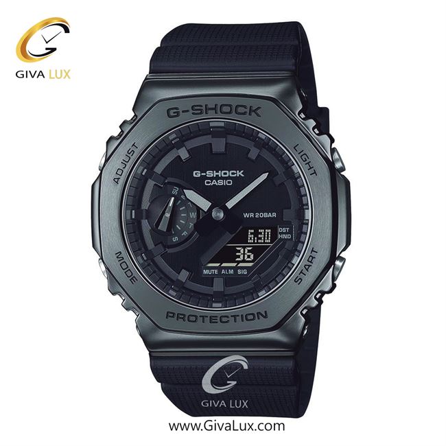 ساعت مچی اورجینال مردانه کاسیو Casio دو زمانه تیتانیوم | مشکی| مشکی| کد رفرنس جی شاک G-Shock GM-2100BB-1ADR