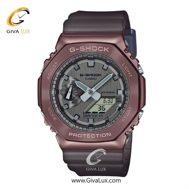 ساعت مچی اورجینال مردانه کاسیو Casio دو زمانه کافی | تیتانیوم(زغالی)| دودی|تیتانیوم| کد رفرنس جی شاک G-Shock GM-2100MF-5ADR