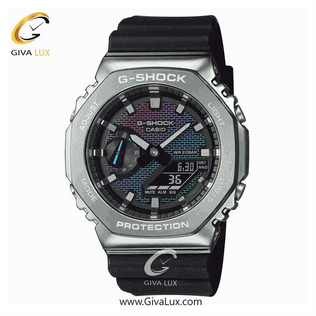 ساعت مچی اورجینال مردانه کاسیو Casio دو زمانه نقره ای | مشکی| مشکی| کد رفرنس جی شاک G-Shock GM-2100RW-1A