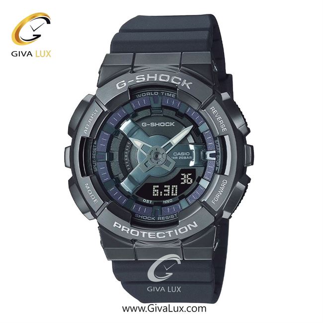 ساعت مچی اورجینال زنانه کاسیو Casio دو زمانه تیتانیوم | تیتانیوم(زغالی)| دودی|تیتانیوم| کد رفرنس جی شاک G-Shock GM-S110B-8ADR