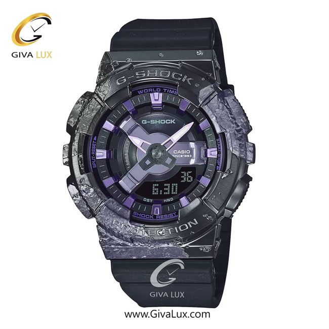 ساعت مچی اورجینال زنانه کاسیو Casio دو زمانه بنفش-تیتانیوم | مشکی| مشکی-بنفش| کد رفرنس جی شاک G-Shock GM-S114GEM-1A2DR