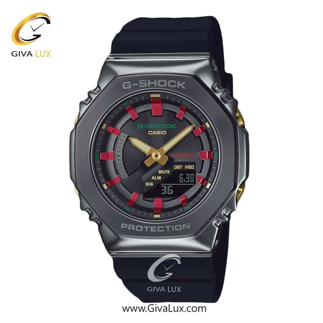 ساعت مچی اورجینال زنانه کاسیو Casio دو زمانه تیتانیوم | مشکی| دودی|تیتانیوم| کد رفرنس جی شاک G-Shock GM-S2100CH-1ADR