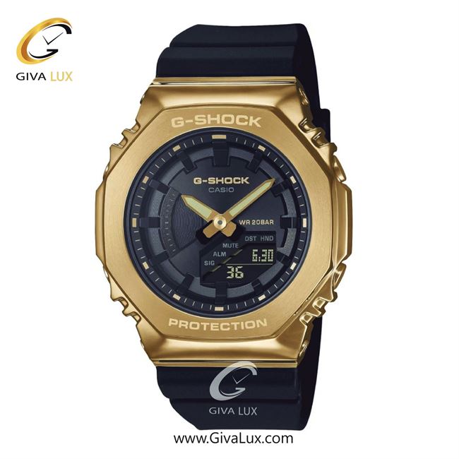 ساعت مچی اورجینال زنانه کاسیو Casio دو زمانه طلایی | مشکی| دودی|تیتانیوم| کد رفرنس جی شاک G-Shock GM-S2100GB-1ADR