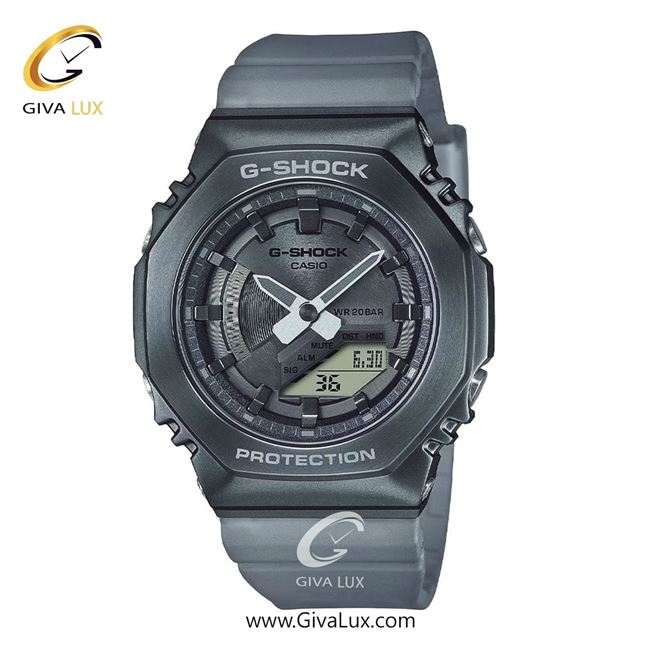 ساعت مچی اورجینال زنانه کاسیو Casio دو زمانه طوسی | طوسی| طوسی| کد رفرنس جی شاک G-Shock GM-S2100MF-1ADR