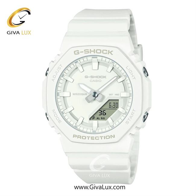 ساعت مچی اورجینال زنانه کاسیو Casio دو زمانه سفید | سفید| سفید| کد رفرنس جی شاک G-Shock GMA-P2100-7ADR