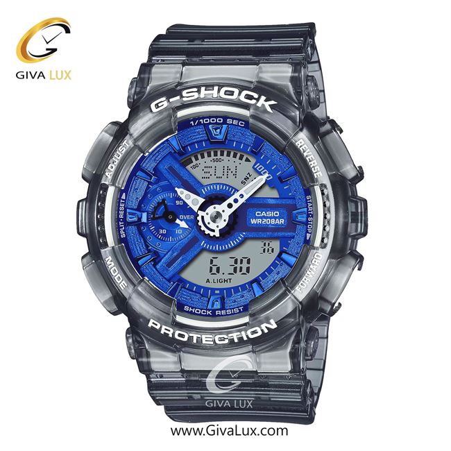 ساعت مچی اورجینال زنانه کاسیو Casio دو زمانه طوسی | طوسی| آبی کاربنی| کد رفرنس جی شاک G-Shock GMA-S110TB-8ADR