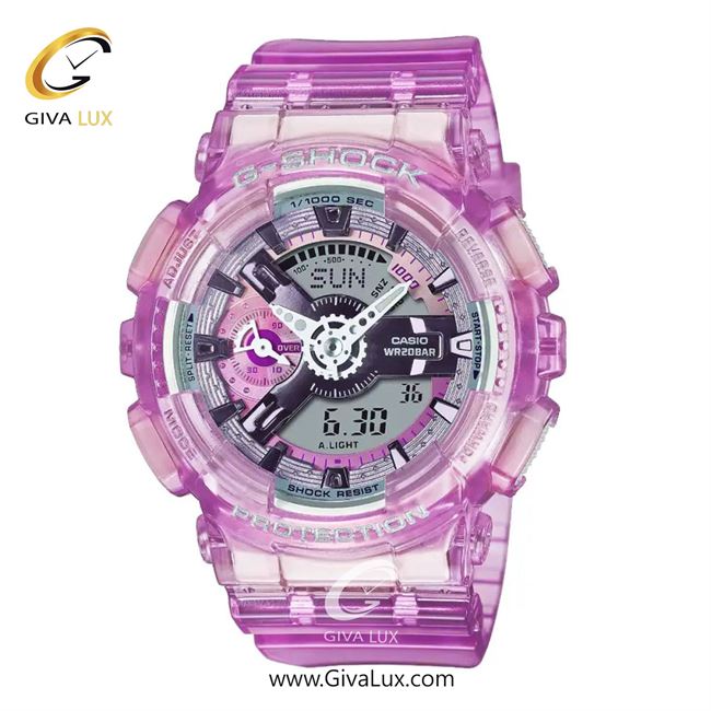 ساعت مچی اورجینال زنانه کاسیو Casio دو زمانه بنفش | بنفش| بنفش| کد رفرنس جی شاک G-Shock GMA-S110VW-4ADR