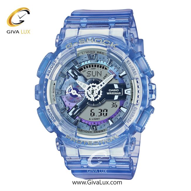 ساعت مچی اورجینال زنانه کاسیو Casio دو زمانه آبی | آبی| آبی| کد رفرنس جی شاک G-Shock GMA-S110VW-6ADR