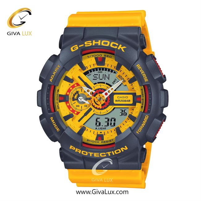ساعت مچی اورجینال زنانه کاسیو Casio دو زمانه طوسی | زرد| زرد| کد رفرنس جی شاک G-Shock GMA-S110Y-9ADR