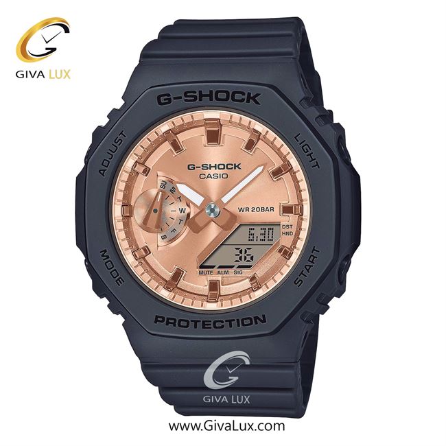 ساعت مچی اورجینال زنانه کاسیو Casio دو زمانه مشکی | مشکی| رزگلد| کد رفرنس جی شاک G-Shock GMA-S2100MD-1A