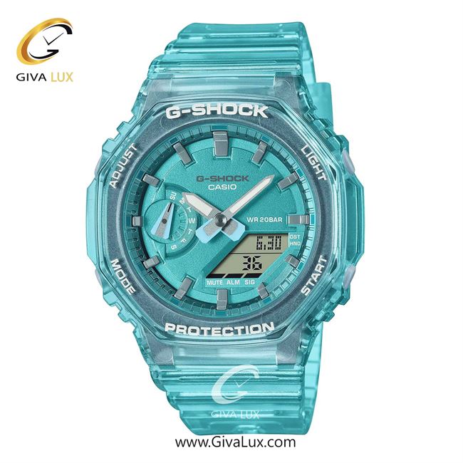 ساعت مچی اورجینال زنانه کاسیو Casio دو زمانه سبزآبی | سبزآبی| سبزآبی| کد رفرنس جی شاک G-Shock GMA-S2100SK-2ADR