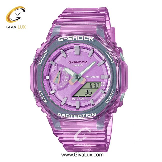 ساعت مچی اورجینال زنانه کاسیو Casio دو زمانه بنفش | بنفش| بنفش| کد رفرنس جی شاک G-Shock GMA-S2100SK-4ADR