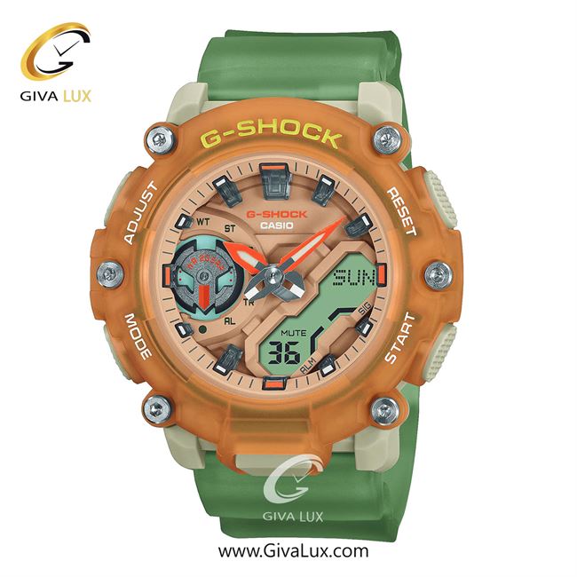 ساعت مچی اورجینال زنانه کاسیو Casio دو زمانه نارنجی | سبز| نارنجی| کد رفرنس جی شاک G-Shock GMA-S2200PE-5ADR
