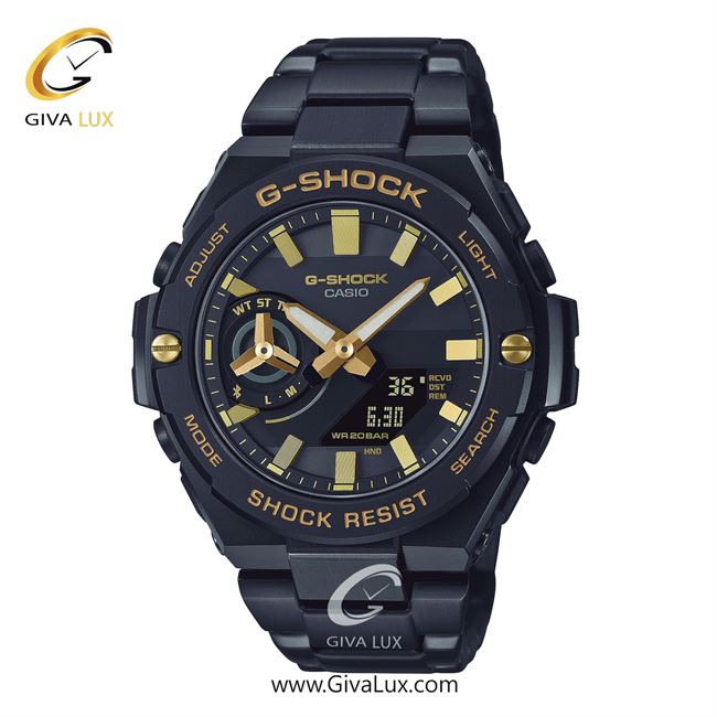 ساعت مچی اورجینال مردانه کاسیو Casio دو زمانه مشکی | مشکی| مشکی| کد رفرنس جی شاک G-Shock GST-B500BD-1A9DR