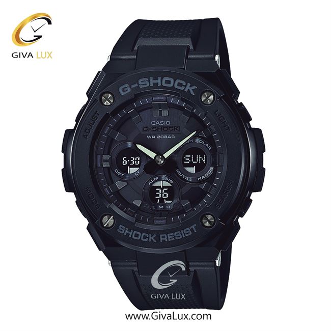 ساعت مچی اورجینال مردانه کاسیو Casio دو زمانه مشکی | مشکی| مشکی| کد رفرنس جی شاک G-Shock GST-S300G-1A1DR