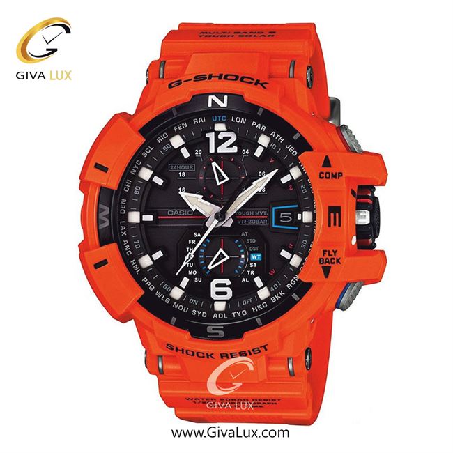 ساعت مچی اورجینال مردانه کاسیو Casio دو زمانه نارنجی | نارنجی| مشکی| کد رفرنس جی شاک G-Shock GW-A1100R-4ADR