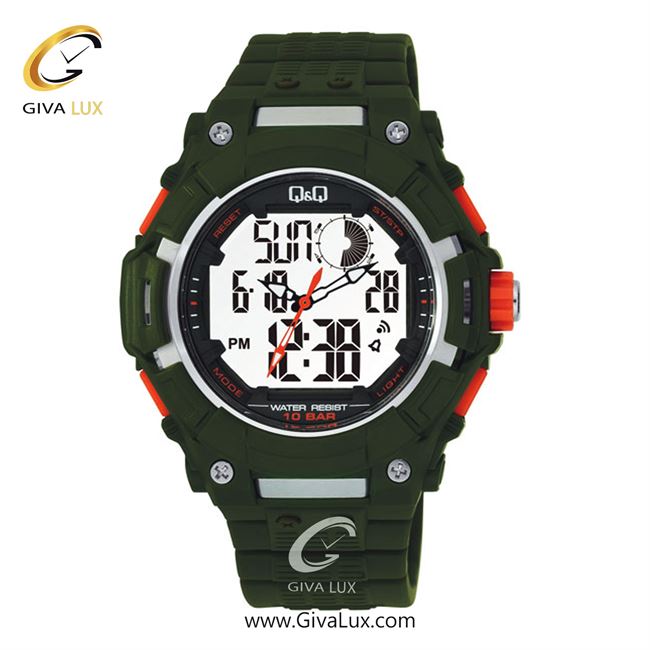 ساعت مچی اورجینال مردانه کیو اند کیو Q&Q دو زمانه سبز | سبز| سفید| کد رفرنس GW80J004Y