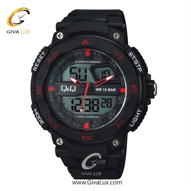 ساعت مچی اورجینال مردانه کیو اند کیو Q&Q دو زمانه مشکی | مشکی| مشکی| کد رفرنس GW85J006Y