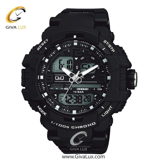 ساعت مچی اورجینال مردانه کیو اند کیو Q&Q دو زمانه مشکی | مشکی| مشکی| کد رفرنس GW86J010Y