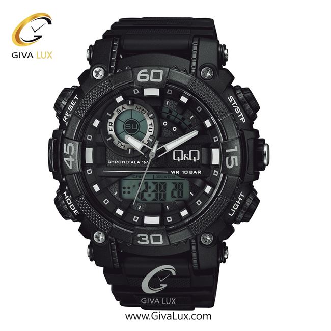ساعت مچی اورجینال مردانه کیو اند کیو Q&Q دو زمانه مشکی | مشکی| مشکی| کد رفرنس GW87J010Y