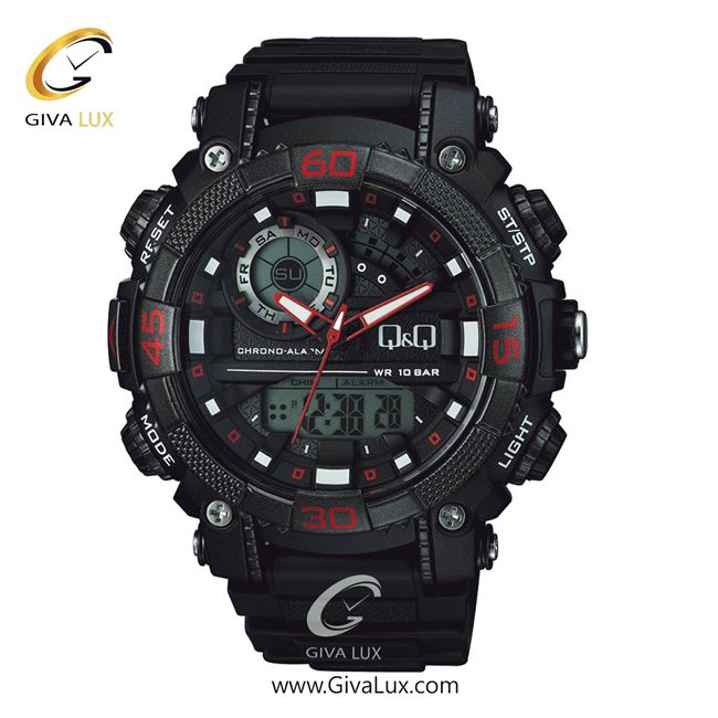ساعت مچی اورجینال مردانه کیو اند کیو Q&Q دو زمانه مشکی | مشکی| مشکی| کد رفرنس GW87J011Y