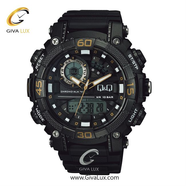 ساعت مچی اورجینال مردانه کیو اند کیو Q&Q دو زمانه مشکی | مشکی| مشکی| کد رفرنس GW87J013Y