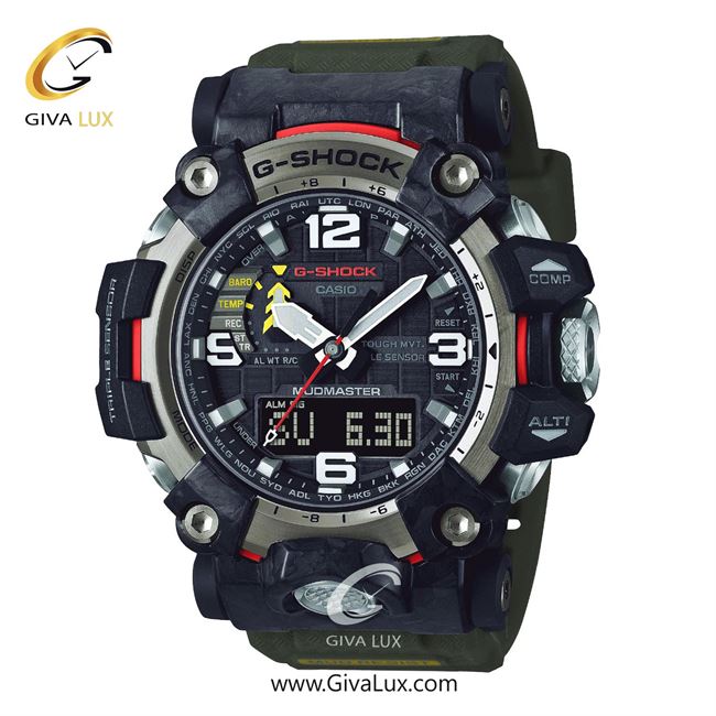 ساعت مچی اورجینال مردانه کاسیو Casio دو زمانه تیتانیوم | سبز| دودی|تیتانیوم| کد رفرنس جی شاک G-Shock GWG-2000-1A3DR