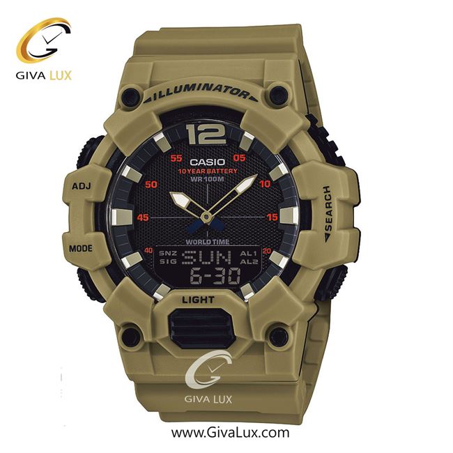 ساعت مچی اورجینال مردانه کاسیو Casio دو زمانه خاکی | خاکی| مشکی| کد رفرنس HDC-700-3A3VDF