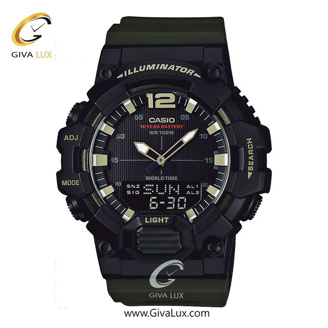 ساعت مچی اورجینال مردانه کاسیو Casio دو زمانه مشکی | سبز| مشکی| کد رفرنس HDC-700-3AVDF