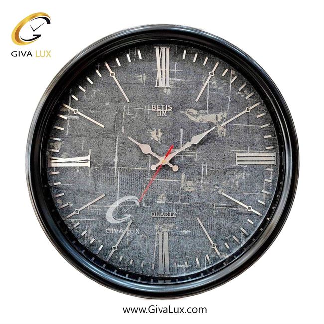 ساعت دیواری اورجینال بتیس PVC مشکی| کد رفرنس HM