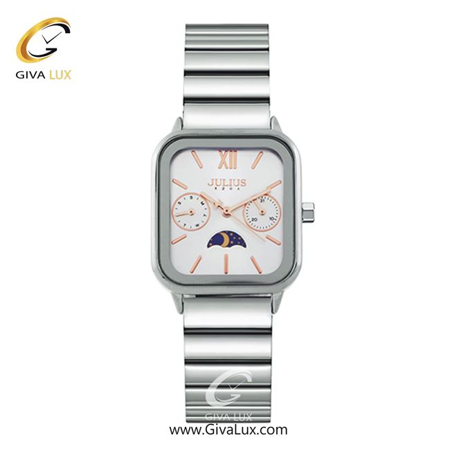 ساعت مچی اورجینال زنانه جولیوس سه موتوره فول تایم نقره ای | نقره ای| سفید| کد رفرنس JA-1467A