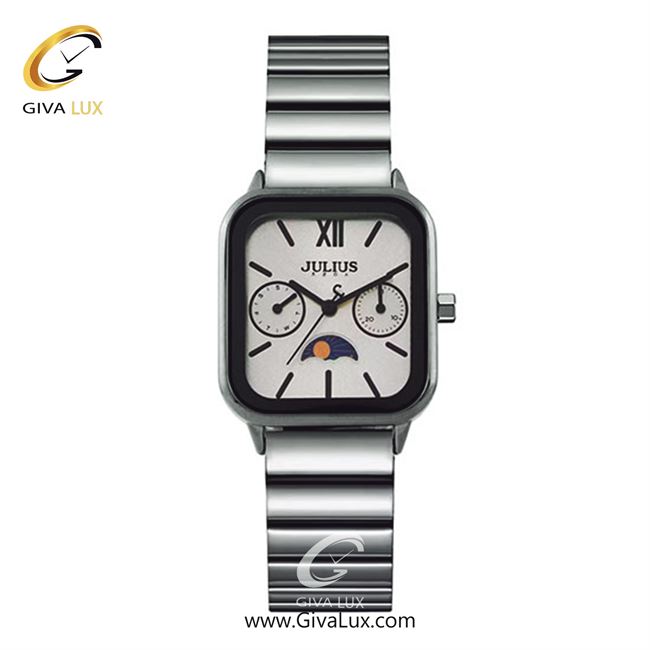 ساعت مچی اورجینال زنانه جولیوس سه موتوره فول تایم نقره ای | نقره ای| سفید| کد رفرنس JA-1467F