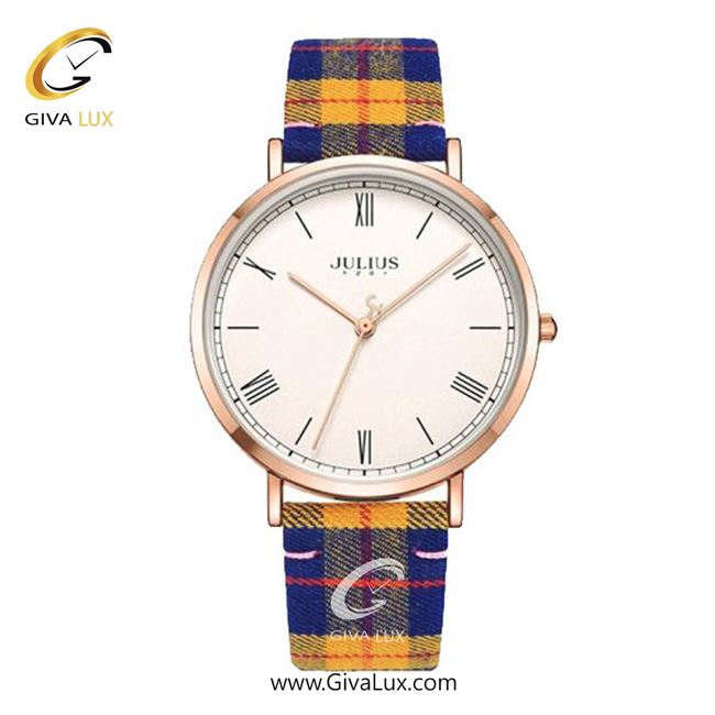 ساعت مچی اورجینال جولیوس زنانه رزگلد | آبی-مشکی-زرد | سفید | کد رفرنس JA-1015D