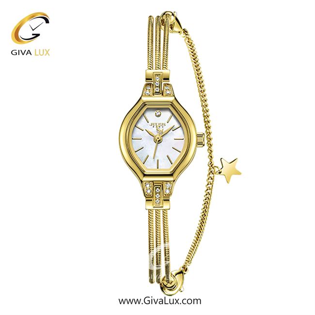 ساعت مچی اورجینال زنانه جولیوس طلایی | طلایی| سفید صدفی| کد رفرنس JA-1057B