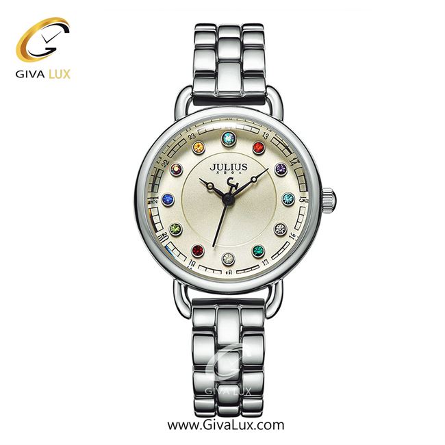 ساعت مچی اورجینال زنانه جولیوس نقره ای | نقره ای| خاکی| کد رفرنس JA-1088A